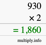 How to calculate 930 times 2 using long multiplication How to calculate 930 times 2 using long multiplication