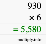 How to calculate 930 times 6 using long multiplication How to calculate 930 times 6 using long multiplication