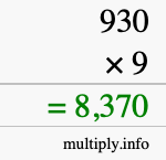 How to calculate 930 times 9 using long multiplication