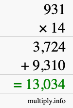How to calculate 931 times 14 using long multiplication How to calculate 931 times 14 using long multiplication