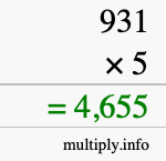 How to calculate 931 times 5 using long multiplication How to calculate 931 times 5 using long multiplication