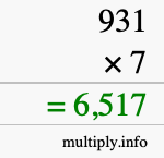 How to calculate 931 times 7 using long multiplication How to calculate 931 times 7 using long multiplication