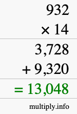 How to calculate 932 times 14 using long multiplication How to calculate 932 times 14 using long multiplication