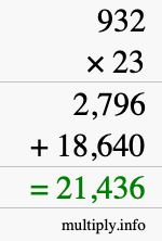 How to calculate 932 times 23 using long multiplication How to calculate 932 times 23 using long multiplication