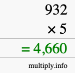 How to calculate 932 times 5 using long multiplication How to calculate 932 times 5 using long multiplication