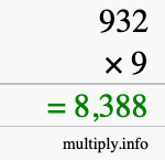 How to calculate 932 times 9 using long multiplication