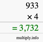 How to calculate 933 times 4 using long multiplication How to calculate 933 times 4 using long multiplication