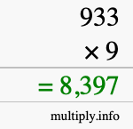 How to calculate 933 times 9 using long multiplication