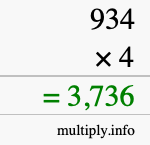 How to calculate 934 times 4 using long multiplication How to calculate 934 times 4 using long multiplication