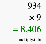 How to calculate 934 times 9 using long multiplication