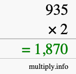 How to calculate 935 times 2 using long multiplication How to calculate 935 times 2 using long multiplication