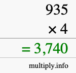 How to calculate 935 times 4 using long multiplication How to calculate 935 times 4 using long multiplication