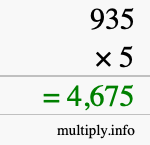 How to calculate 935 times 5 using long multiplication How to calculate 935 times 5 using long multiplication
