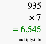 How to calculate 935 times 7 using long multiplication How to calculate 935 times 7 using long multiplication