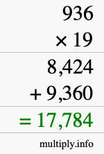 How to calculate 936 times 19 using long multiplication