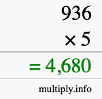 How to calculate 936 times 5 using long multiplication How to calculate 936 times 5 using long multiplication
