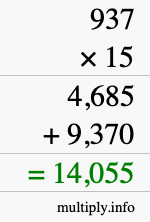 How to calculate 937 times 15 using long multiplication How to calculate 937 times 15 using long multiplication