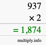 How to calculate 937 times 2 using long multiplication How to calculate 937 times 2 using long multiplication