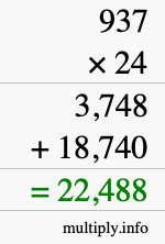 How to calculate 937 times 24 using long multiplication How to calculate 937 times 24 using long multiplication