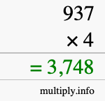 How to calculate 937 times 4 using long multiplication How to calculate 937 times 4 using long multiplication