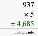 How to calculate 937 times 5 using long multiplication How to calculate 937 times 5 using long multiplication