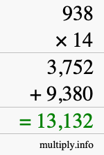 How to calculate 938 times 14 using long multiplication How to calculate 938 times 14 using long multiplication
