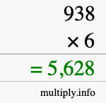 How to calculate 938 times 6 using long multiplication