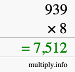 How to calculate 939 times 8 using long multiplication How to calculate 939 times 8 using long multiplication