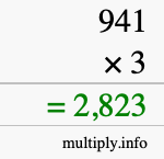 How to calculate 941 times 3 using long multiplication How to calculate 941 times 3 using long multiplication