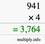 How to calculate 941 times 4 using long multiplication How to calculate 941 times 4 using long multiplication
