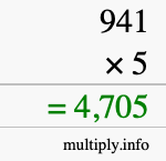 How to calculate 941 times 5 using long multiplication How to calculate 941 times 5 using long multiplication