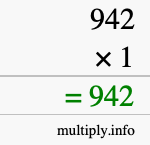 How to calculate 942 times 1 using long multiplication