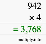 How to calculate 942 times 4 using long multiplication How to calculate 942 times 4 using long multiplication