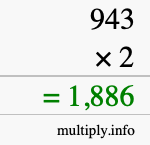 How to calculate 943 times 2 using long multiplication How to calculate 943 times 2 using long multiplication