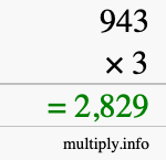 How to calculate 943 times 3 using long multiplication How to calculate 943 times 3 using long multiplication