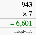 How to calculate 943 times 7 using long multiplication How to calculate 943 times 7 using long multiplication