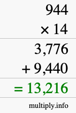 How to calculate 944 times 14 using long multiplication How to calculate 944 times 14 using long multiplication