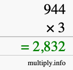 How to calculate 944 times 3 using long multiplication How to calculate 944 times 3 using long multiplication