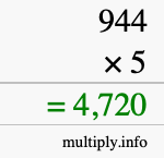 How to calculate 944 times 5 using long multiplication