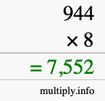 How to calculate 944 times 8 using long multiplication
