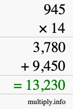 How to calculate 945 times 14 using long multiplication How to calculate 945 times 14 using long multiplication
