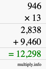 How to calculate 946 times 13 using long multiplication