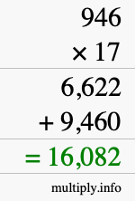 How to calculate 946 times 17 using long multiplication