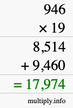 How to calculate 946 times 19 using long multiplication