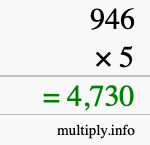 How to calculate 946 times 5 using long multiplication