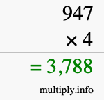 How to calculate 947 times 4 using long multiplication How to calculate 947 times 4 using long multiplication