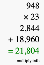 How to calculate 948 times 23 using long multiplication How to calculate 948 times 23 using long multiplication
