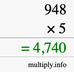 How to calculate 948 times 5 using long multiplication How to calculate 948 times 5 using long multiplication