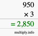 How to calculate 950 times 3 using long multiplication