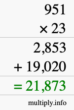 How to calculate 951 times 23 using long multiplication
